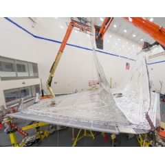 Sunshield Layers Fully Integrated on NASAs James Webb Space Telescope