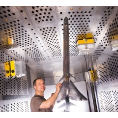 Mechanical technician Dan Pitts prepares a 9% scale model of Lockheed Martins Quiet Supersonic Technology (QueSST) X-plane preliminary design for its first high-speed wind tunnel tests at NASAs Glenn Research Center in Cleveland.
Credits: NASA