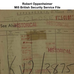 This set ofMI5 British Security Service files coversJ. Robert Oppenheimer, dating from March 4, 1946, to March 17, 1954. American theoretical physicist Julius Robert Oppenheimer was the director of the Manhattan Projects Los Alamos Laboratory.