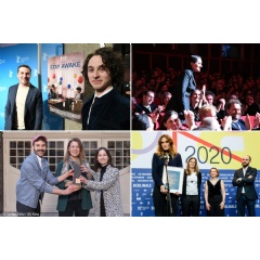 Clockwise: both premieres of the films Stay Awake and Jumbo, the jury 2020 and the director alongside the cameraman of Jumbo, the jury 2022