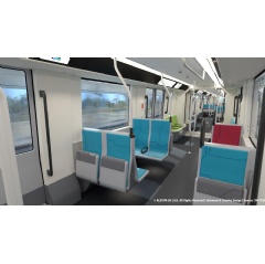 The new interior design of the Line 18 trains combines capacity, fluidity and comfort for passengers.