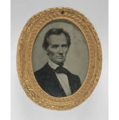 Abraham Lincoln by George Clark, ambrotype campaign pin, 1860. National Portrait Gallery, Smithsonian Institution.