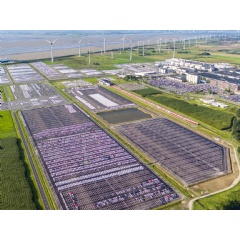 aerial photo: VW plant in Emden with automotive terminal  Volkswagen