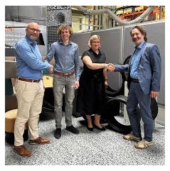 Collaboration between Henkel and 4JET: Dr. Armin Kraus, co-CEO at 4JET, Imke Vogel, Market Segment Head Automotive Components Europe at Henkel, Dr. Jan Flohre, Head of Laser Process Development at 4JET (see complete caption below)