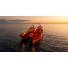 Navigator Global and the Green Pioneer at dusk at the outer anchorage of Port Dampier-2