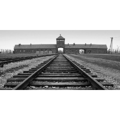 The gate in Birkenau. Image  Auschwitz-Birkenau Memorial and Museum.