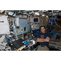 View of astronaut Joe Acaba, Expedition 32 flight engineer, in front of the Microgravity Sciences Glovebox (MSG) in the U.S. Laboratory
Credits: NASA