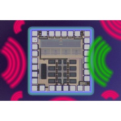 MIT researchers have developed a receiver chip for a mobile device that targets and blocks unwanted radio frequency signals at the receivers input.
Credit: MIT News. Chip image courtesy of the researchers.