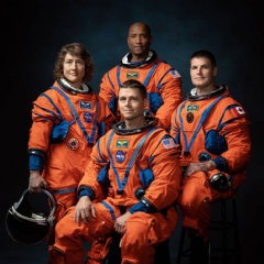 The crew of NASAs Artemis II mission (left to right): NASA astronauts Christina Hammock Koch, Reid Wiseman (seated), Victor Glover, and Canadian Space Agency astronaut Jeremy Hansen.
Credits: NASA