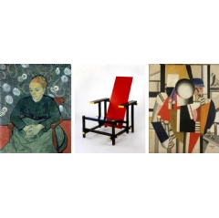 fltr: Vincent van Gogh, Augustine Roulin, La berceuse, 1889; Gerrit Rietveld, Red-blue chair, 1919-23; Fernand Lger, Les trois camarades, 1920