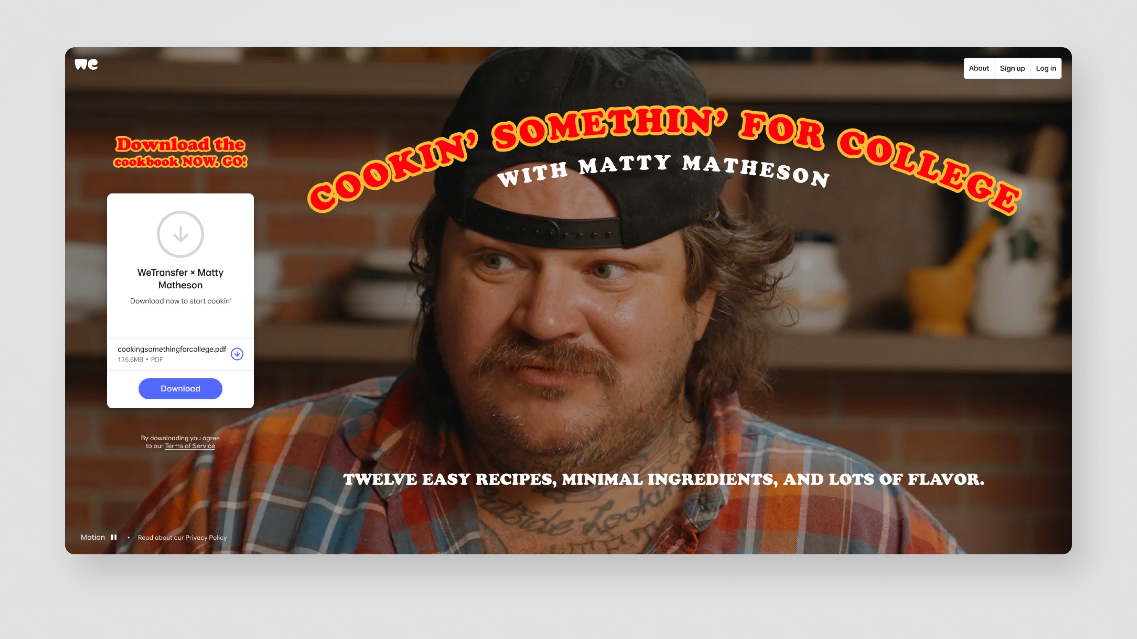 WeTransfer x Matty Matheson 'Cookin' Somethin' for College' Free