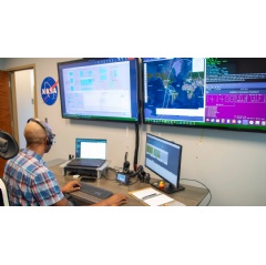 NASA Stennis Autonomous Systems Laboratory Project Engineer Travis Martin monitors successful data delivery from the centers ASTRA payload aboard the orbiting Sidus Space LizzieSat-1 satellite.
NASA/Danny Nowlin