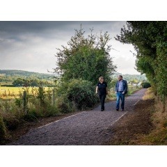 Community Footpath Officially Reopened by Cllr. Windsor Holden, Westhampnett Parish Council Chairman (Right), and Susan Nel, Rolls-Royce Community Liaison Officer (Left)