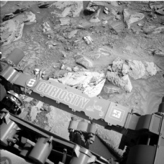 NASAs Mars rover Curiosity acquired this image of its workspace, which includes some polygonal fracture features just to the left of the top center of the image.
NASA/JPL-Caltech