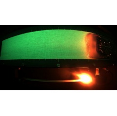 A still image of a video that shows a plastic rod and cotton-fiberglass fabric being burned during a ground test of the Lunar-g Combustion Investigation (LUCI) experiment.
Credit: Voyager Technologies