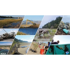 A photo collage of just some of the projects being recommended for funding under the Bipartisan Infrastructure Law and NOAAs Climate-Ready Coasts initiative. (Image credit: NOAA)