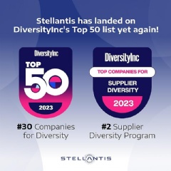 The editors of DiversityInc have once again recognized Stellantis for its tireless efforts and commitment to diversity, ranking it No. 30 on the publications prestigious list of Top 50 Companies for Diversity in the U.S.(complete caption below)