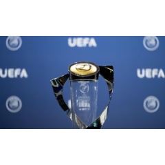 The UEFA European Under-21 Championship trophy at UEFA Headquarters in Nyon, Switzerland. UEFA via Getty Images